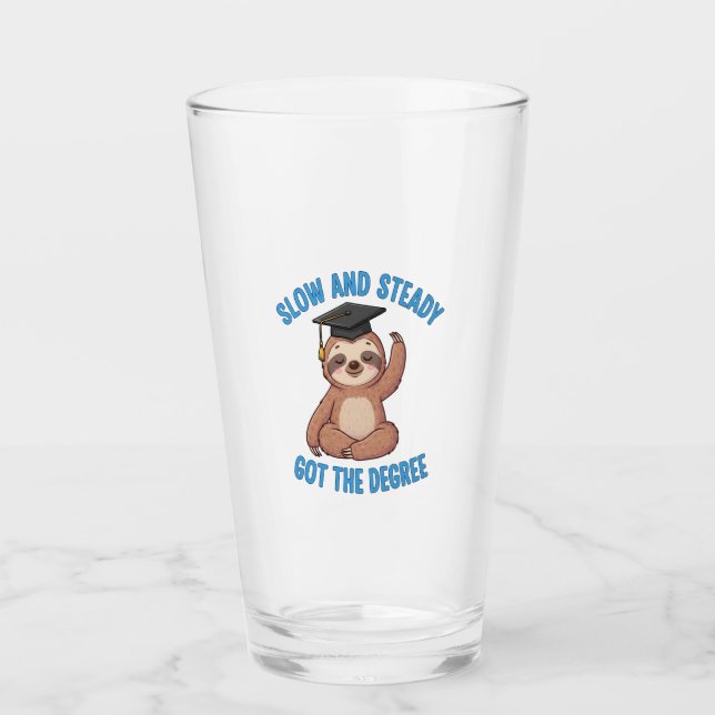 Funny Graduation Sloth Glass (Front)