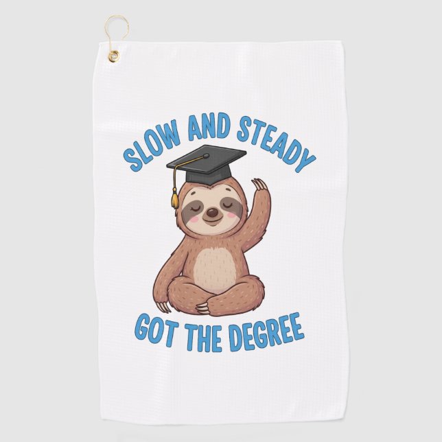 Funny Graduation Sloth Golf Towel (Front)