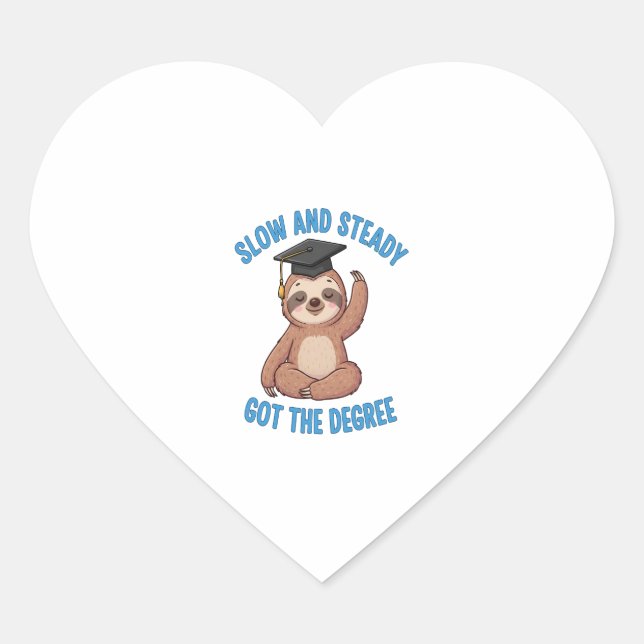 Funny Graduation Sloth Heart Sticker (Front)