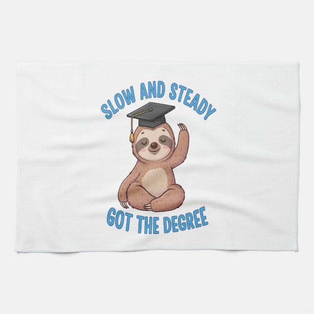 Funny Graduation Sloth Tea Towel (Horizontal)