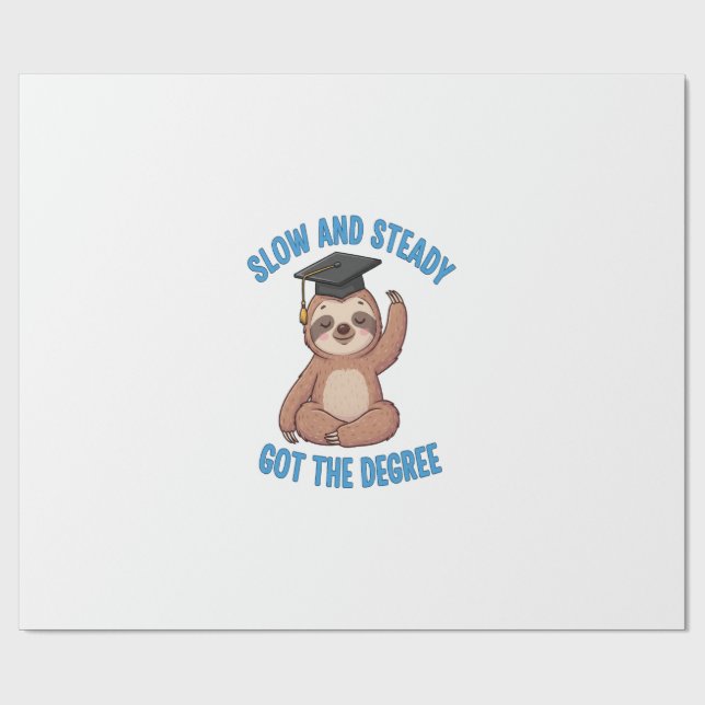 Funny Graduation Sloth Wrapping Paper (Flat)