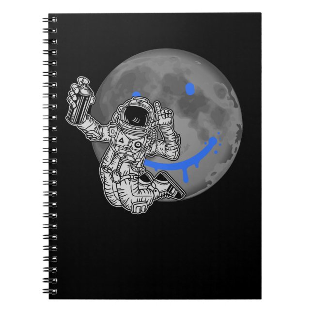 Funny Graffiti Sprayer Astronaut Moon Notebook (Front)