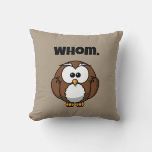 Funny Grammar Owl Cartoon for Writers & Word Nerds Cushion
