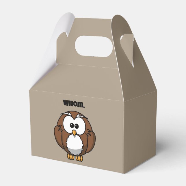 Funny Grammar Owl Cartoon for Writers & Word Nerds Favour Box (Front Side)