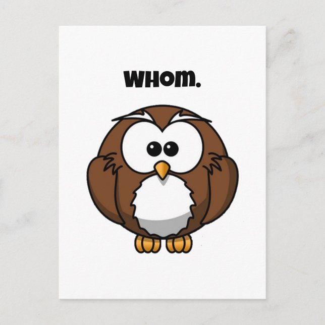 Funny Grammar Owl Cartoon for Writers & Word Nerds Postcard (Front)