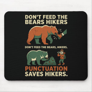 Funny Grammar Punctuation Saves Hikers English Tea Mouse Mat