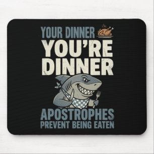 Funny Grammar Shark English Teacher Punctuation Hu Mouse Mat