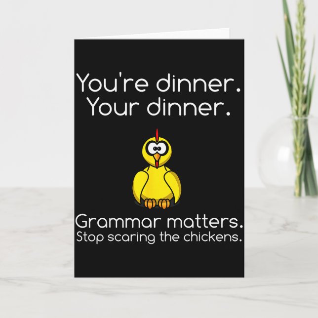 Funny Grammar - Stop Ing The Chickens Shirts  Card (Front)