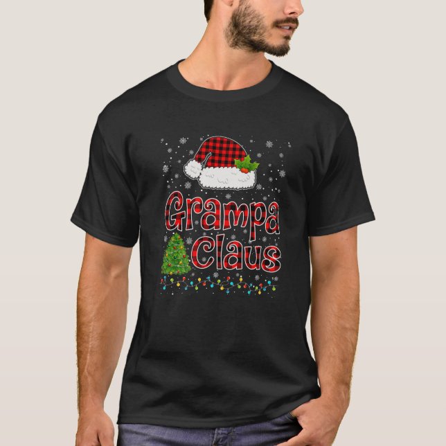 Funny Grampa Claus Christmas Lights Xmas Pajama Fa T-Shirt (Front)