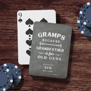 Funny Gramps Grandfather Monogram Playing Cards