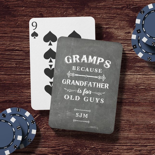 Funny Gramps Grandfather Monogram Playing Cards (Creator Uploaded)