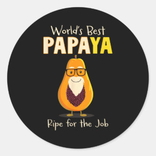 Funny Grandfather World's Papa Papaya Pun  Classic Round Sticker