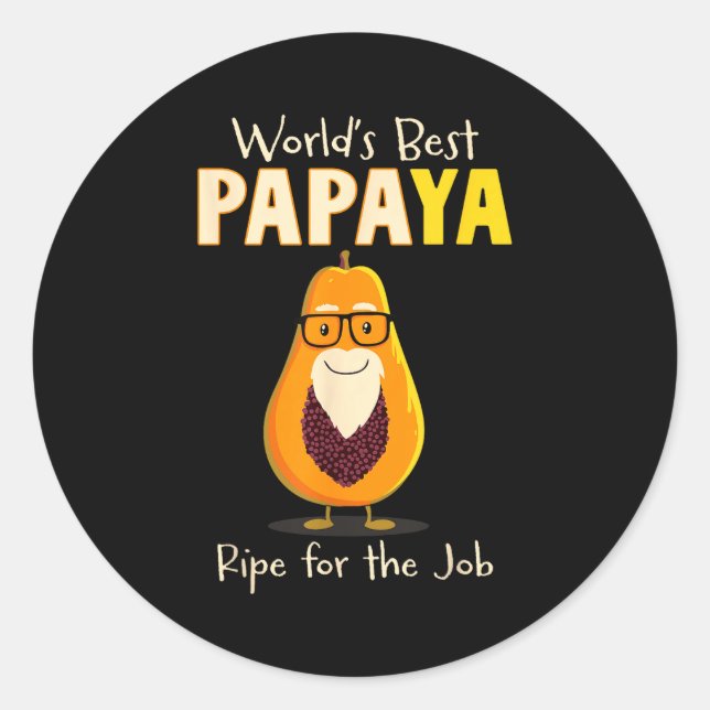 Funny Grandfather World's Papa Papaya Pun  Classic Round Sticker (Front)