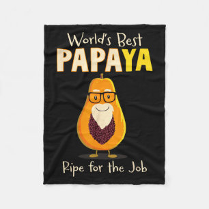 Funny Grandfather World's Papa Papaya Pun Fleece Blanket
