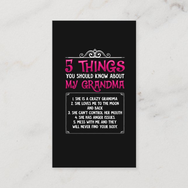 Funny Grandkids Grandchildren Best Grandma Business Card (Front)