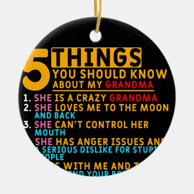 Funny Grandma and Grandkids Ceramic Tree Decoration (Front)