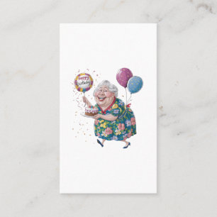 Funny Grandma Bday Cake And Balloon Business Card