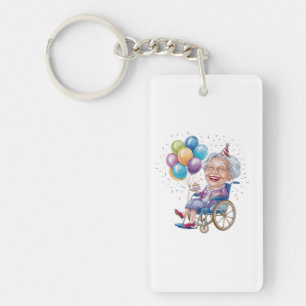 Funny Grandma Birthday Gift for Elderly Aunt Key Ring