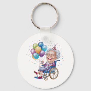 Funny Grandma Birthday Gift for Elderly Aunt Key Ring