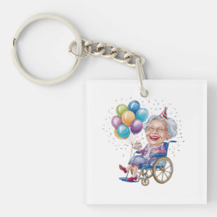 Funny Grandma Birthday Gift for Elderly Aunt Key Ring