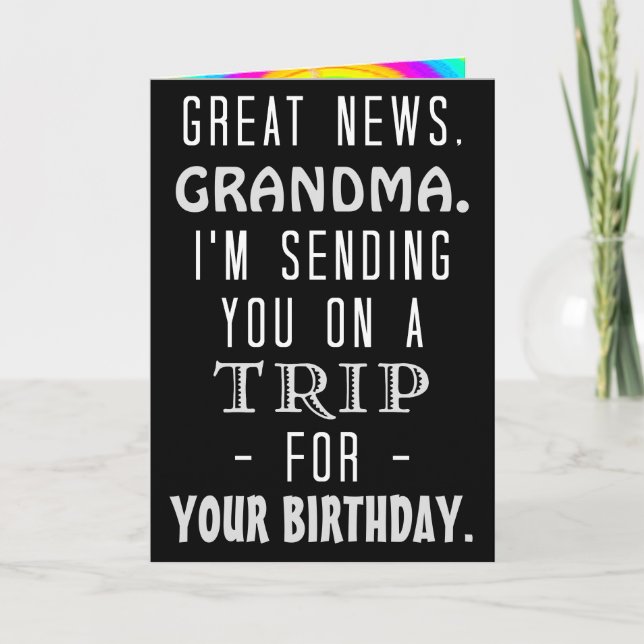 Funny Grandma Birthday Trip Retro Hippie Humour Card (Front)