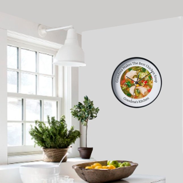 Funny Grandma Chicken Soup Kitchen Wall Clocks (Creator Uploaded)