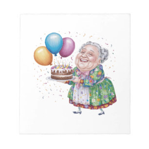 Funny Grandma Floral Apron Bday Art Notepad