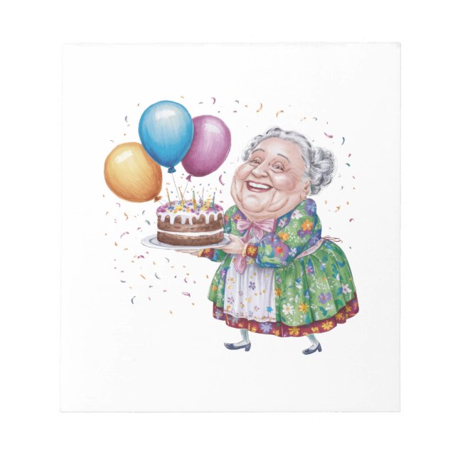 Funny Grandma Floral Apron Bday Art Notepad (Front)