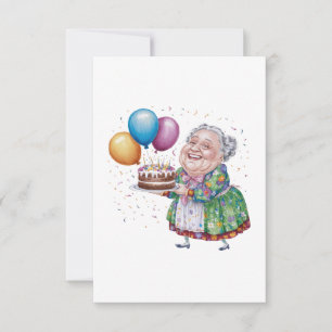 Funny Grandma Floral Apron Bday Art Thank You Card