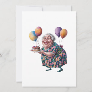 Funny Grandma Floral Dress Bday Art Card