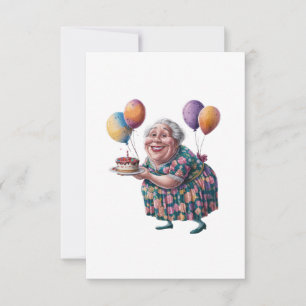 Funny Grandma Floral Dress Bday Art Thank You Card