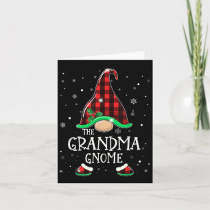 Funny Grandma Gnome Buffalo Plaid Matching Christm Card
