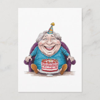 Funny Grandma Huge Cake & Cash Gift Announcement Postcard