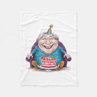 Funny Grandma Huge Cake & Cash Gift Fleece Blanket
