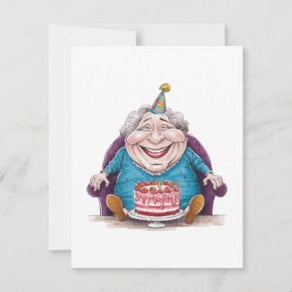 Funny Grandma Huge Cake & Cash Gift Invitation