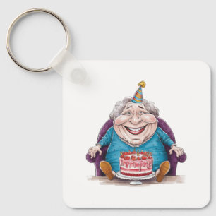 Funny Grandma Huge Cake & Cash Gift Key Ring