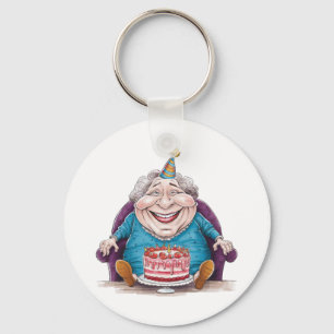 Funny Grandma Huge Cake & Cash Gift Key Ring