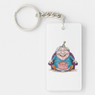 Funny Grandma Huge Cake & Cash Gift Key Ring
