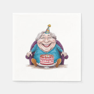 Funny Grandma Huge Cake & Cash Gift Napkin