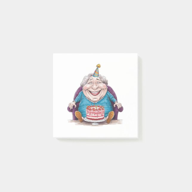 Funny Grandma Huge Cake & Cash Gift Post-it Notes (Front)