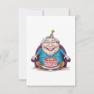 Funny Grandma Huge Cake & Cash Gift Thank You Card