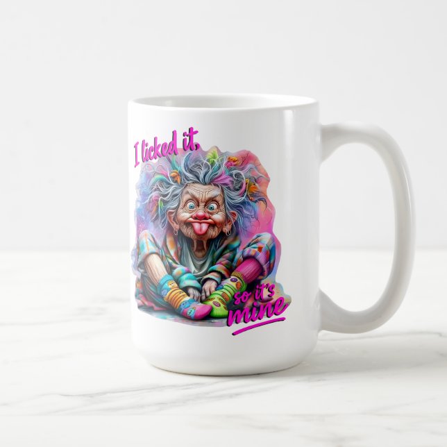 Funny Grandma “I Licked It, So It’s Mine” Retro Coffee Mug (Right)