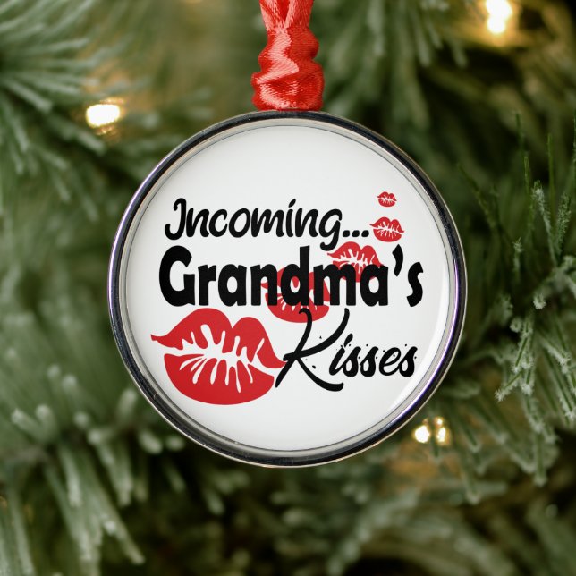 Funny Grandma Kisses  Metal Tree Decoration (Tree)