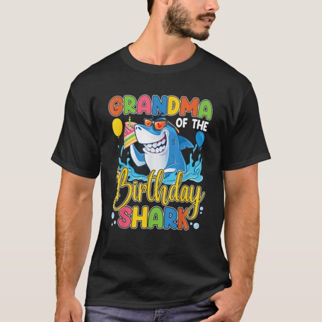 Funny Grandma Of The Shark Birthday Animal Lover B T-Shirt (Front)