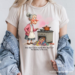 Funny Grandma Put'n Laundry in the Oven Tri-Blend Shirt