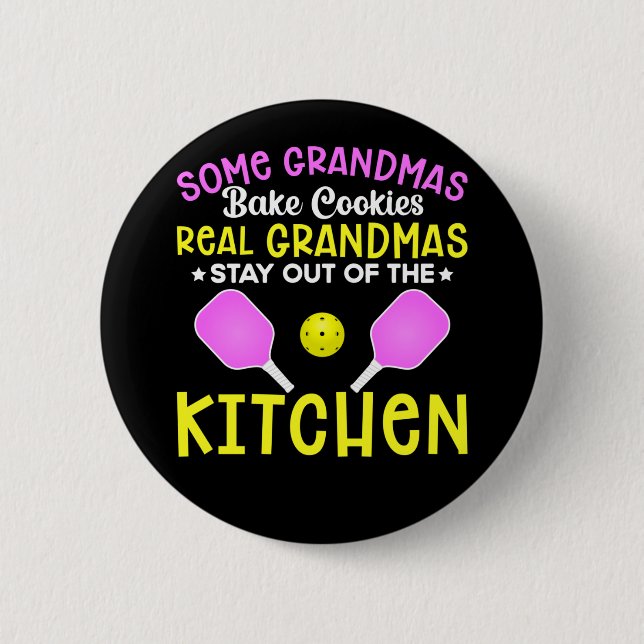 Funny Grandma Sport Lover Grandmother Pickleball 6 Cm Round Badge (Front)