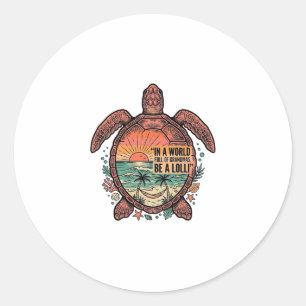 Funny Grandma Turtle Beach Vintage Shirt Design_1 Classic Round Sticker