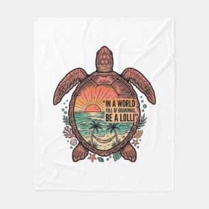Funny Grandma Turtle Beach Vintage Shirt Design_1 Fleece Blanket