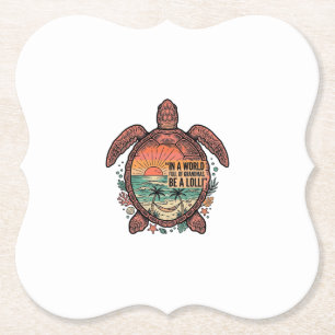 Funny Grandma Turtle Beach Vintage Shirt Design_1 Paper Coaster