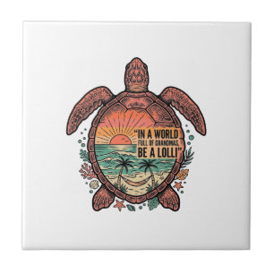 Funny Grandma Turtle Beach Vintage Shirt Design_1 Tile